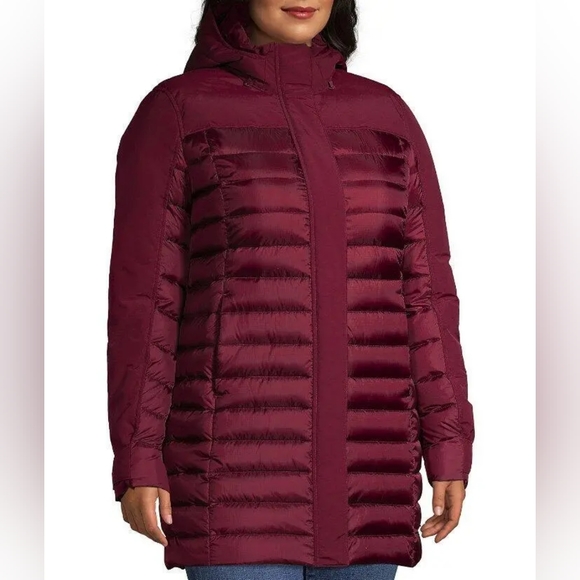 LANDS' END Plus Size 2X(20W-22W) deep Burgundy color Squall Hooded Down … - Picture 6 of 6